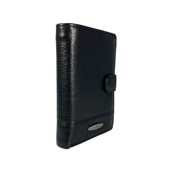 Вертикальний чоловічий гаманець з натуральної шкіри, 3 відділа для купюр, колір чорний