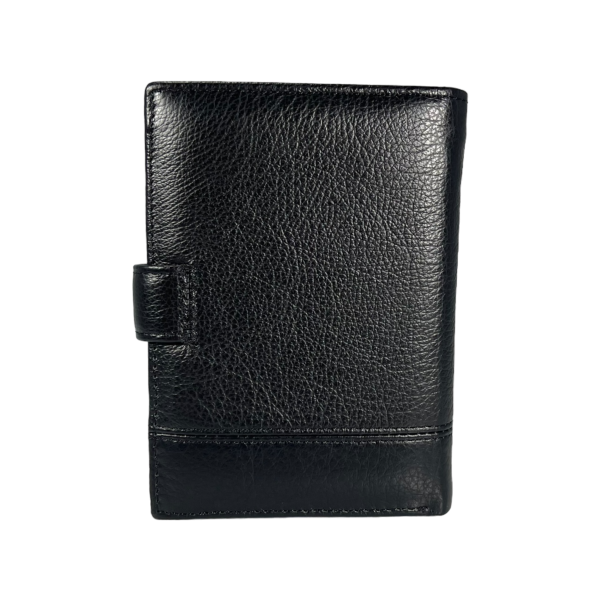 Вертикальний чоловічий гаманець з натуральної шкіри, 3 відділа для купюр, колір чорний
