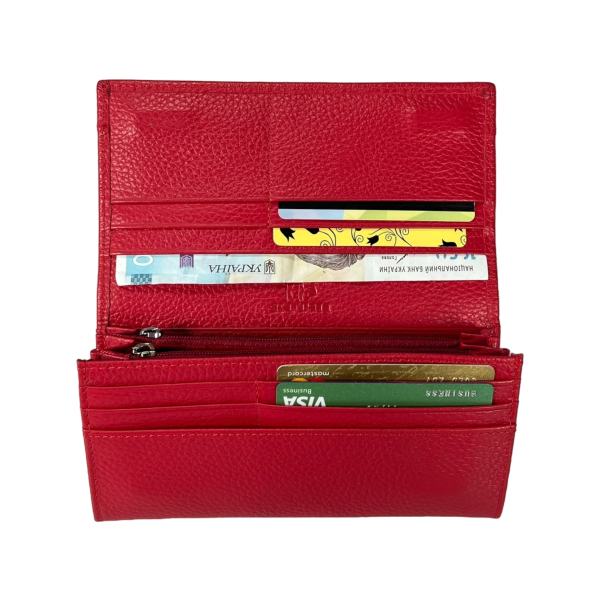 Кошелек женский Kochi из натуральной кожи, красный, с застежкой на молнии