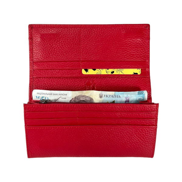 Кошелек женский Kochi из натуральной кожи, красный, с застежкой на молнии