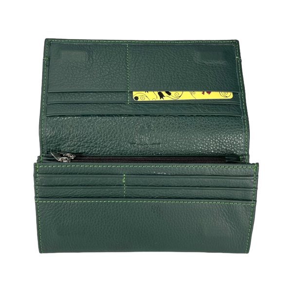 Елегантний жіночий гаманець, шкіряний, зеленого кольору з застібкою на блискавці