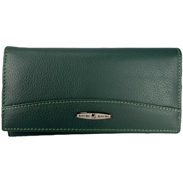 Елегантний жіночий гаманець, шкіряний, зеленого кольору з застібкою на блискавці