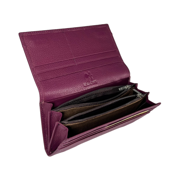 Стильный кошелек кожаный, фиолетовый, 4 отделения для купюр Стильный кошелек кожаный, фиолетовый, 4 отделения для купюр
