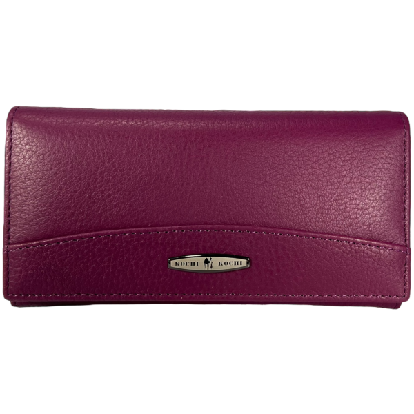 Стильный кошелек кожаный, фиолетовый, 4 отделения для купюр