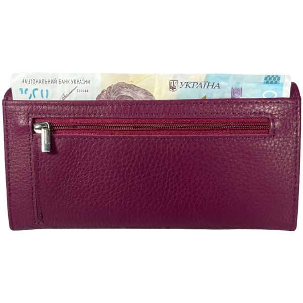 Стильный кошелек кожаный, фиолетовый, 4 отделения для купюр Стильный кошелек кожаный, фиолетовый, 4 отделения для купюр
