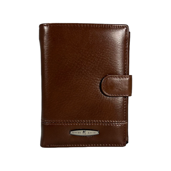 Мужской кошелек из натуральной кожи, 3 отдела для купюр, коричневого цвета.