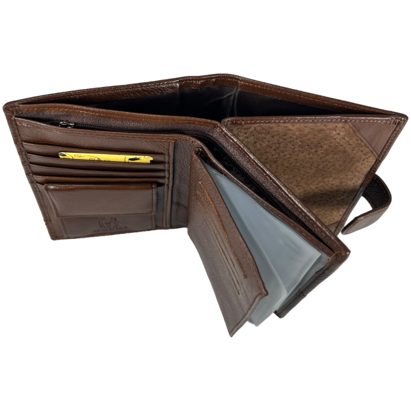 Современный мужской кошелек из натуральной кожи, 3 отдела для купюр, цвет коричневый Современный мужской кошелек из натуральной кожи, 3 отдела для купюр, цвет коричневый