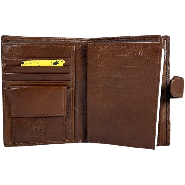 Современный мужской кошелек из натуральной кожи, 3 отдела для купюр, цвет коричневый Современный мужской кошелек из натуральной кожи, 3 отдела для купюр, цвет коричневый