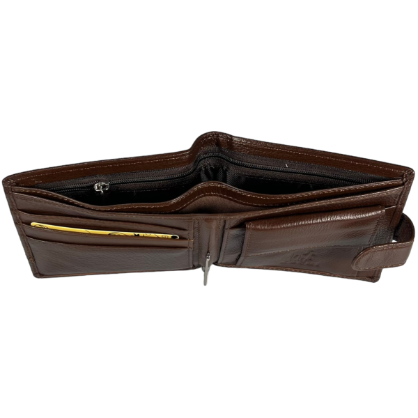 Горизонтальный мужской кошелек из натуральной кожи, 3 отдела для купюр, цвет коричневый