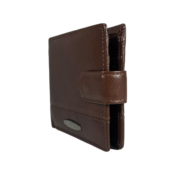 Горизонтальный мужской кошелек из натуральной кожи, 3 отдела для купюр, цвет коричневый