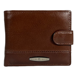 Горизонтальный мужской кошелек из натуральной кожи, 3 отдела для купюр, цвет коричневый