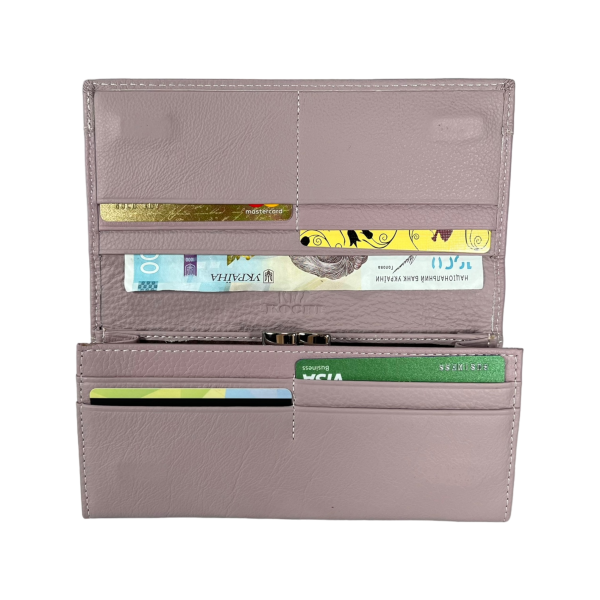 Кошелек женский из натуральной кожи, розовый, с застежкой на молнии Кошелек женский из натуральной кожи, розовый, с застежкой на молнии