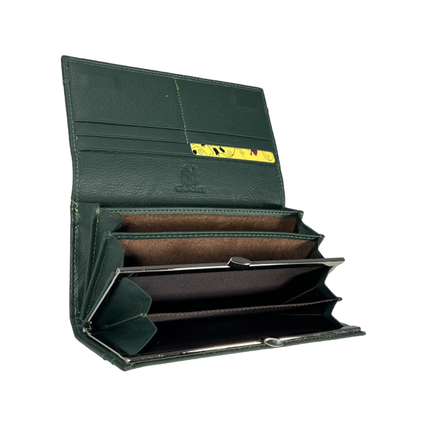 Стильный кошелек из натуральной кожи, зеленый, с застежкой на молнии Стильный кошелек из натуральной кожи, зеленый, с застежкой на молнии