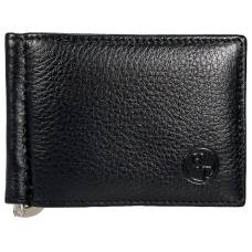 Чоловічий гаманець-затискач з натуральної шкіри чорного кольору
