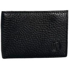 Чоловічий гаманець-затискач з натуральної шкіри, 2 відділення для купюр, чорний