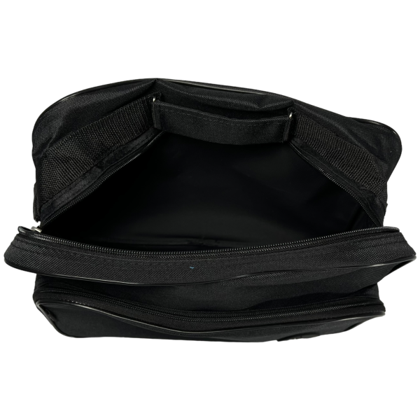 Багатофункціональна, текстильна сумка через плече на два відділення, чорна