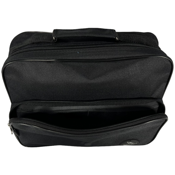 Багатофункціональна, текстильна сумка через плече на два відділення, чорна