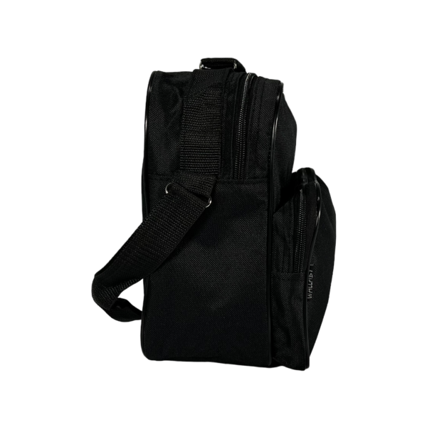 Багатофункціональна, текстильна сумка через плече на два відділення, чорна