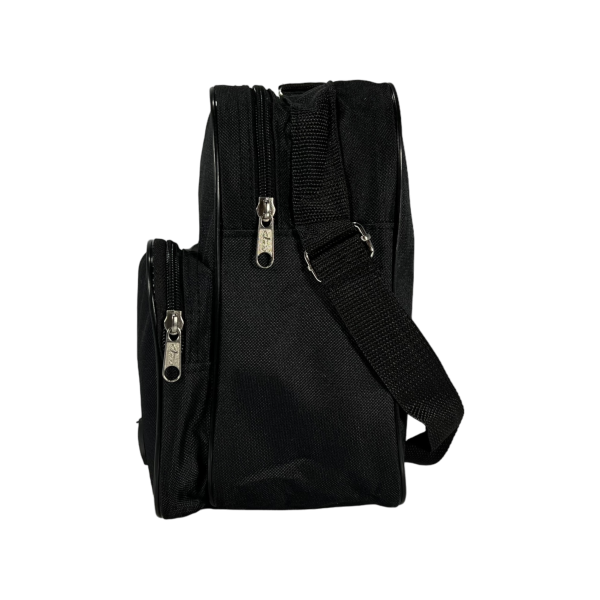 Багатофункціональна, текстильна сумка через плече на два відділення, чорна
