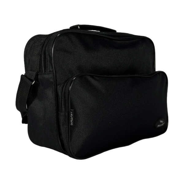 Багатофункціональна, текстильна сумка через плече на два відділення, чорна