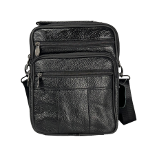 Сумка через плечо для активных мужчин из натуральной кожи, черная