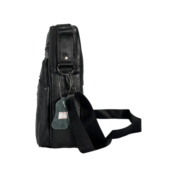 Сумка через плече для активних чоловіків з натуральної шкіри, чорна Сумка через плече для активних чоловіків з натуральної шкіри, чорна