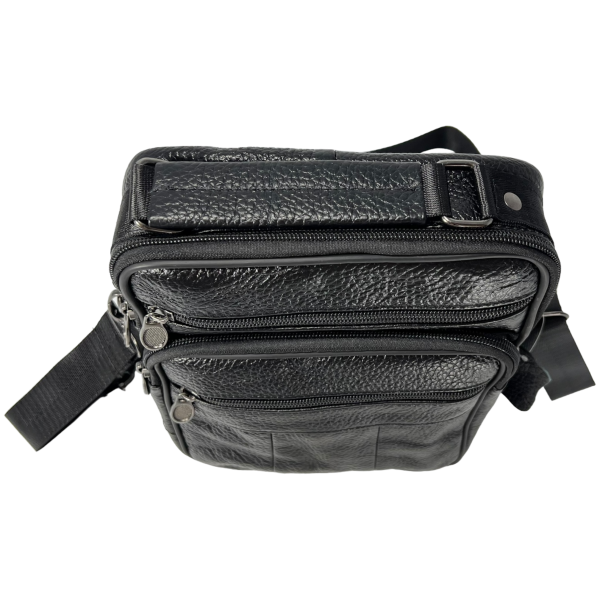 Сумка через плече для активних чоловіків з натуральної шкіри, чорна Сумка через плече для активних чоловіків з натуральної шкіри, чорна