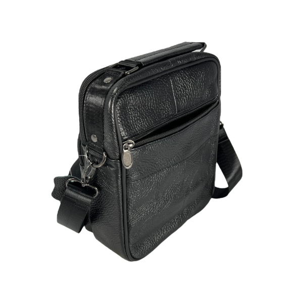 Сумка через плече для активних чоловіків з натуральної шкіри, чорна Сумка через плече для активних чоловіків з натуральної шкіри, чорна