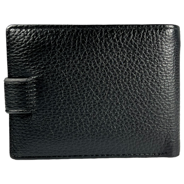 Стильный и функциональный мужской кошелек черного цвета из искусственной кожи