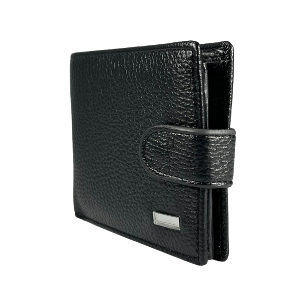 Стильный и функциональный мужской кошелек черного цвета из искусственной кожи