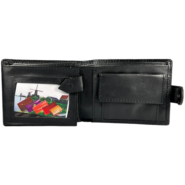Стильный и функциональный мужской кошелек черного цвета из искусственной кожи