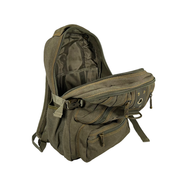 Брезентовый рюкзак, 15 л, крепкий, износостойкий, водоотталкивающая ткань, цвет хаки
