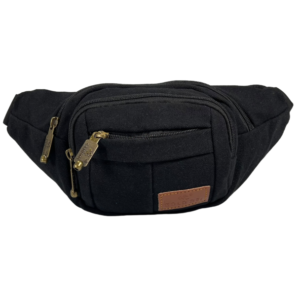 Сумка-бананка на три отделения с застежкой на молнии, черная