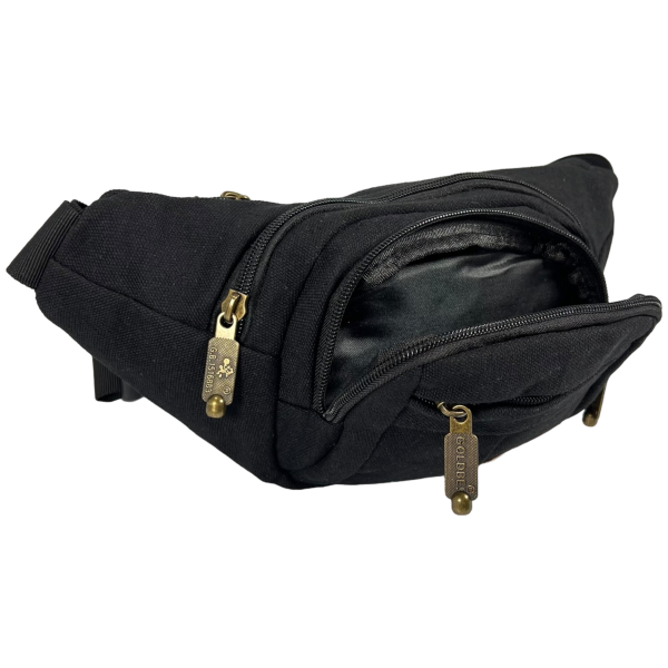 Сумка-бананка на три отделения с застежкой на молнии, черная Сумка-бананка на три отделения с застежкой на молнии, черная