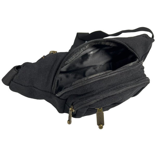 Сумка-бананка на три отделения с застежкой на молнии, черная Сумка-бананка на три отделения с застежкой на молнии, черная