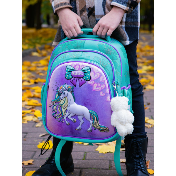 Ранец для девочки младших классов жесткий каркас Sky Name, бирюзовый Ранец для девочки младших классов жесткий каркас Sky Name, бирюзовый