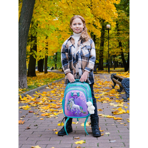 Ранец для девочки младших классов жесткий каркас Sky Name, бирюзовый Ранец для девочки младших классов жесткий каркас Sky Name, бирюзовый