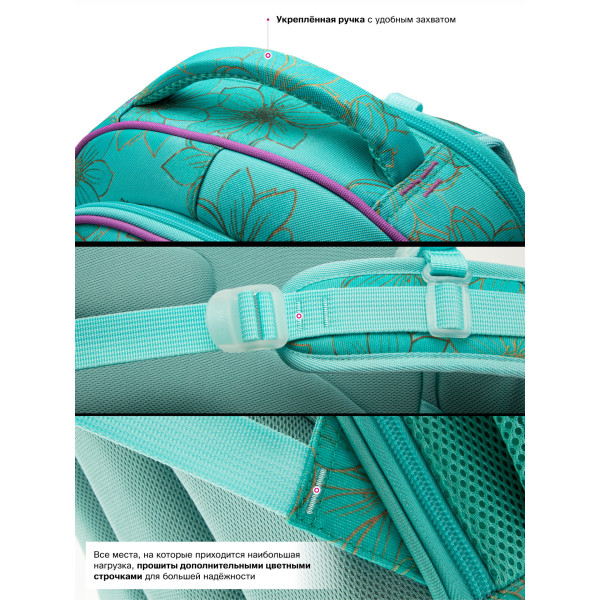 Ранец для девочки младших классов жесткий каркас Sky Name, бирюзовый Ранец для девочки младших классов жесткий каркас Sky Name, бирюзовый