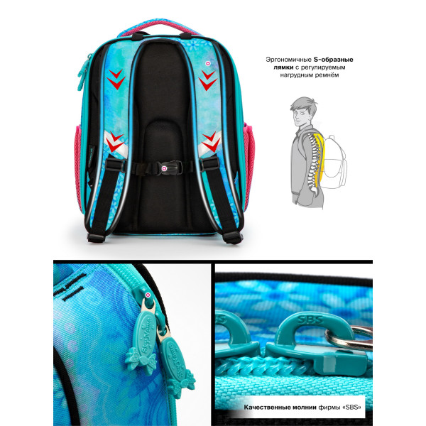 Ранец для девочки младших классов, жесткий каркас Sky Name, голубой Ранец для девочки младших классов, жесткий каркас Sky Name, голубой