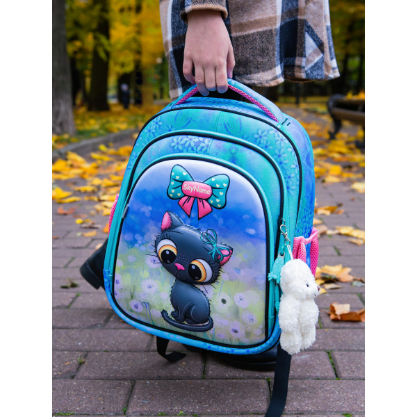 Ранец для девочки младших классов, жесткий каркас Sky Name, голубой Ранец для девочки младших классов, жесткий каркас Sky Name, голубой