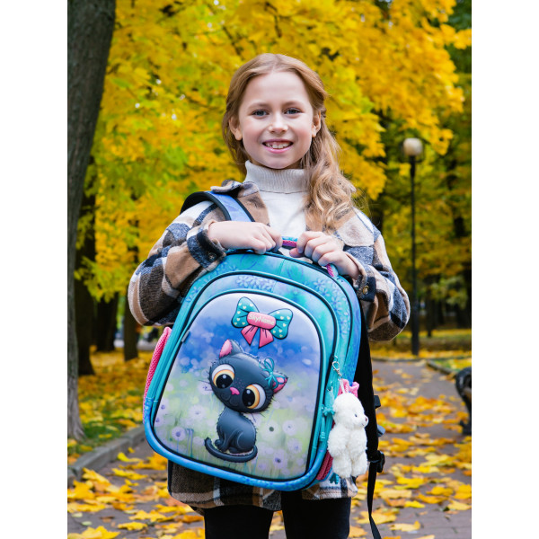 Ранец для девочки младших классов, жесткий каркас Sky Name, голубой Ранец для девочки младших классов, жесткий каркас Sky Name, голубой