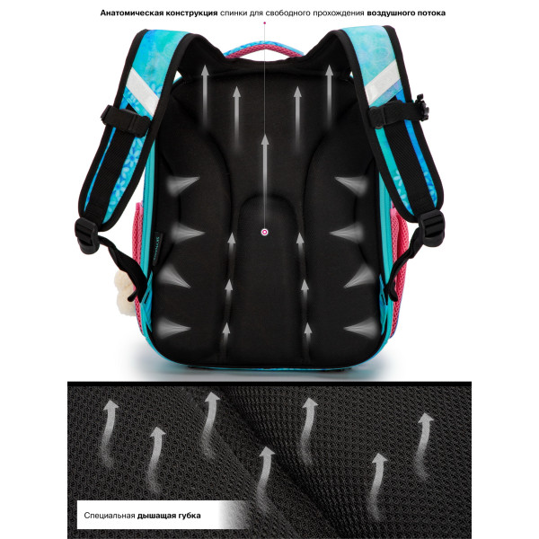 Ранец для девочки младших классов, жесткий каркас Sky Name, голубой Ранец для девочки младших классов, жесткий каркас Sky Name, голубой