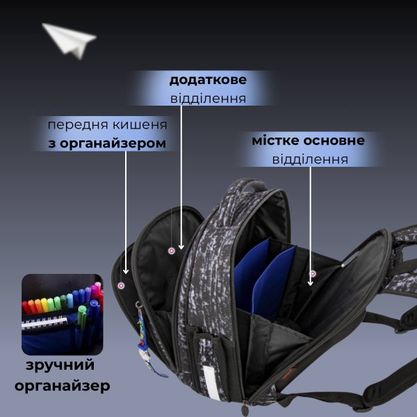 Шкільний рюкзак Sky Name (Winner) для хлопчиків 1-4 клас, водовідштовхувальна тканина, принт Машина Шкільний рюкзак Sky Name (Winner) для хлопчиків 1-4 клас, водовідштовхувальна тканина, принт Машина