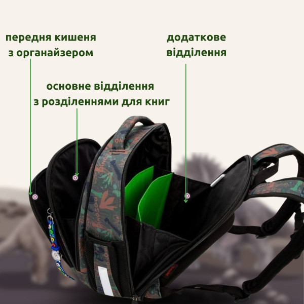 Шкільний рюкзак Sky Name (Winner) для хлопчиків 1-4 клас, водовідштовхувальна тканина, принт Динозавр Шкільний рюкзак Sky Name (Winner) для хлопчиків 1-4 клас, водовідштовхувальна тканина, принт Динозавр