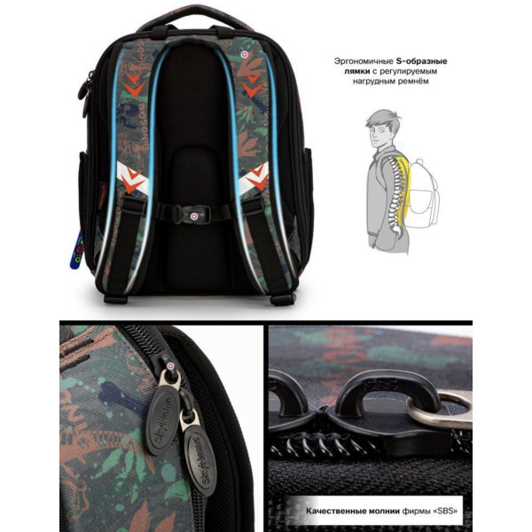 Шкільний рюкзак Sky Name (Winner) для хлопчиків 1-4 клас, водовідштовхувальна тканина, принт Динозавр Шкільний рюкзак Sky Name (Winner) для хлопчиків 1-4 клас, водовідштовхувальна тканина, принт Динозавр