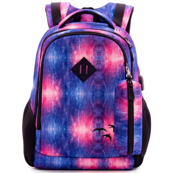 Школьный рюкзак для подростков с USB-слотом, 2 отделения, пенал в комплекте, 17 л Школьный рюкзак для подростков с USB-слотом, 2 отделения, пенал в комплекте, 17 л