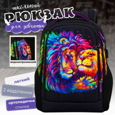 Шкільний рюкзак з USB-слотом для підлітків, на 2 відділення, пенал в комплекті, чорний