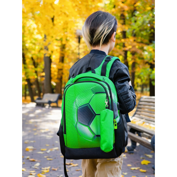 Школьный рюкзак для подростков с USB-слотом, 2 отделения, зеленый, пенал в комплекте Школьный рюкзак для подростков с USB-слотом, 2 отделения, зеленый, пенал в комплекте