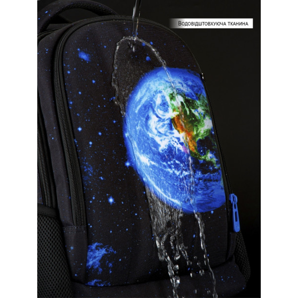 Шкільний рюкзак з USB-слотом для підлітків, на 2 відділення, чорний