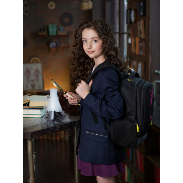 Школьный рюкзак для подростков с USB-слотом, 2 отделения, черный, 16 л, принт Котик, пенал в комплекте Школьный рюкзак для подростков с USB-слотом, 2 отделения, черный, 16 л, принт Котик, пенал в комплекте